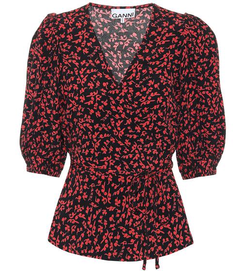 Floral crêpe wrap top | Ganni