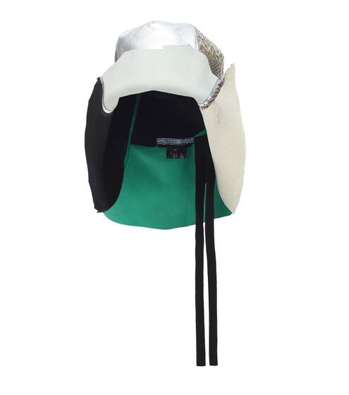 Leather, suede and python hat | Prada