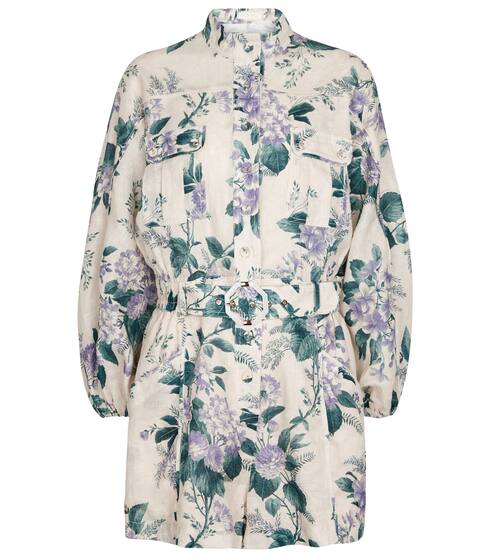 Cassia floral linen playsuit | Zimmermann