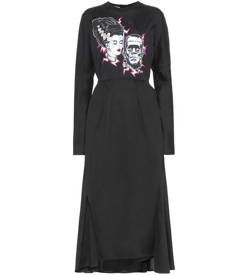 Printed cotton-jersey midi dress | Prada