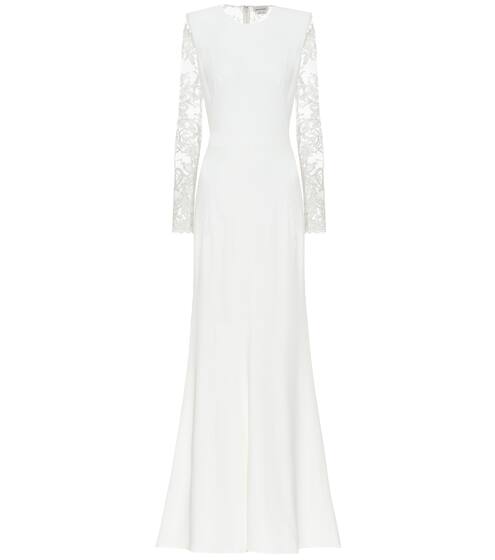 Crêpe and floral-lace dress | Alexander McQueen