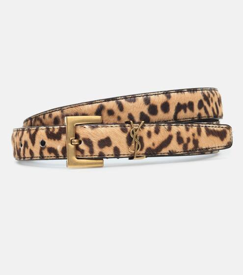 Monogram leopard-print calf-hair belt | Saint Laurent