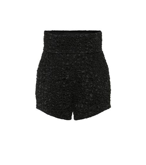 Smocked satin high-rise shorts | Saint Laurent