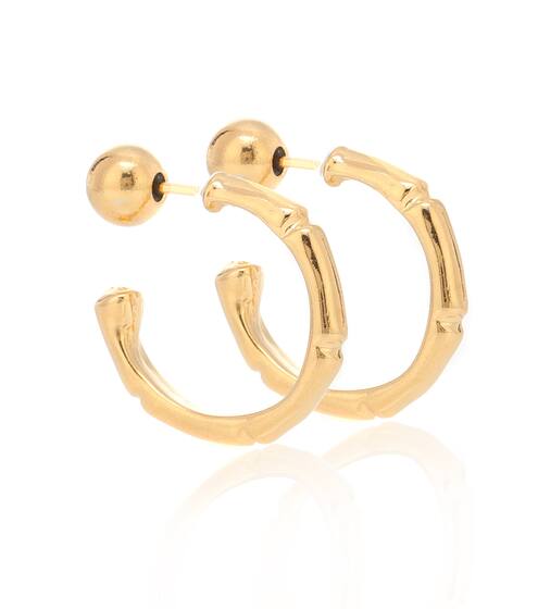 أقراط دائرية مطلية بالذهب عيار 18 قيراط Thin Bamboo | Sophie Buhai