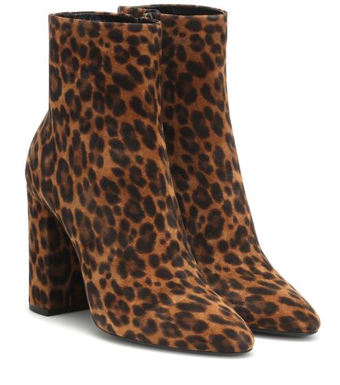 Lou 100 leopard-print suede ankle boots | Saint Laurent