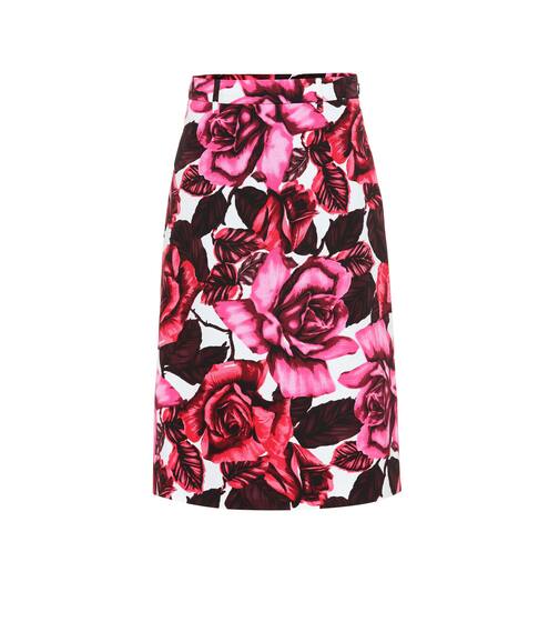 Floral cotton-poplin skirt | Prada