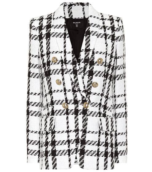Checked cotton-blend tweed blazer | Balmain