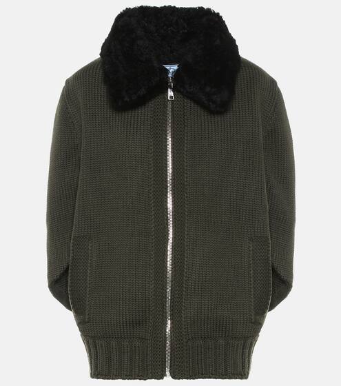 Fur-trimmed wool jacket | Prada