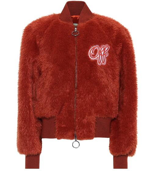 Embroidered faux fur bomber jacket | Off-White