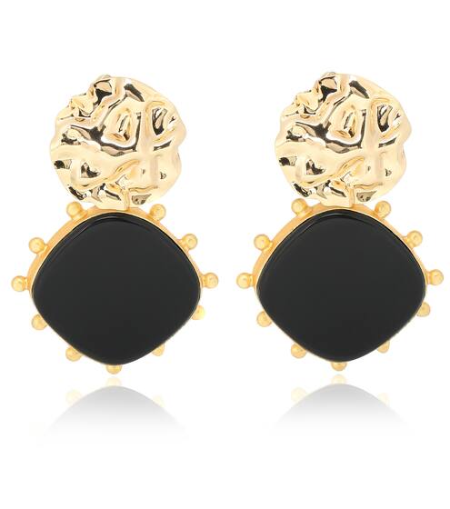 Hafa 14kt gold-plated earrings with onyx | Peet Dullaert