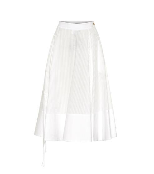 Pleated cotton-blend midi skirt | Loewe