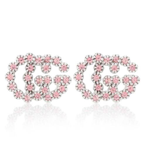 Ohrringe GG Running aus 18 kt Weißgold mit Topasen | Gucci