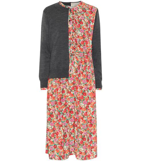 Layered cardigan and floral dress | Junya Watanabe