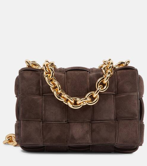 The Chain Cassette suede shoulder bag | Bottega Veneta