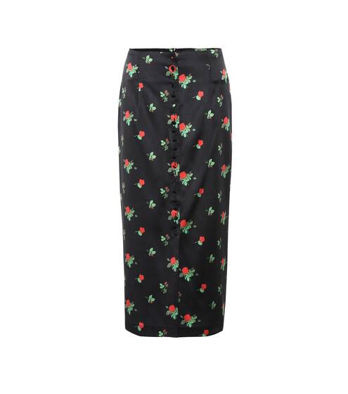 June floral silk-satin midi skirt | Bernadette
