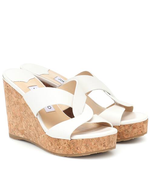 Atia 100 leather wedge sandals | Jimmy Choo