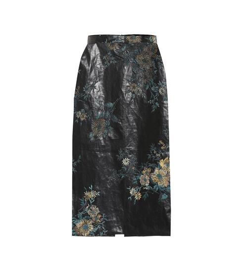 Embroidered faux leather skirt | Dries Van Noten