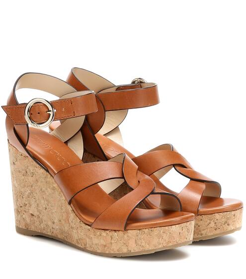 Aleili 100 leather wedge sandals | Jimmy Choo