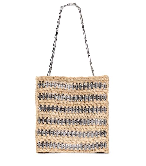 1969 metal and raffia tote | Paco Rabanne