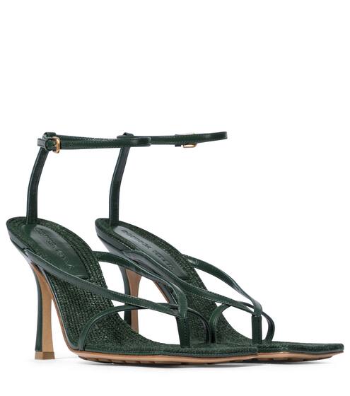 Sandales Stretch en cuir et raphia | Bottega Veneta