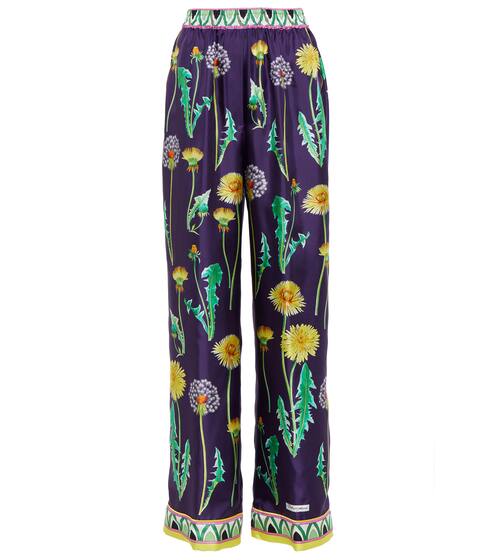 Floral silk twill wide-leg pants | Dolce & Gabbana