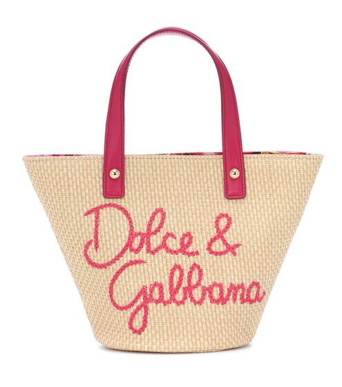 Embroidered raffia tote | Dolce & Gabbana Kids