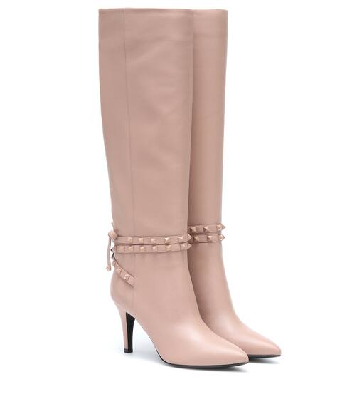 بوت للركبة من الجلد Valentino Garavani Rockstud Flair | Valentino / Garavani