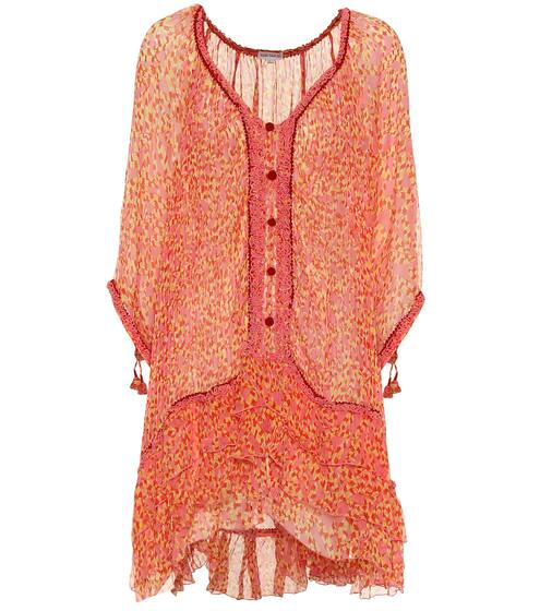 Bety printed silk poncho minidress | Poupette St Barth