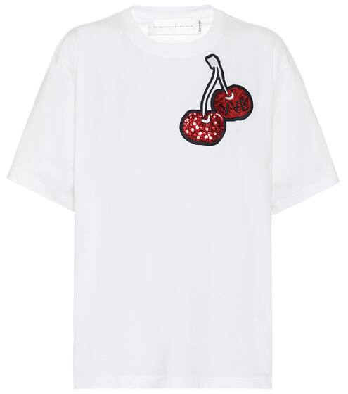 Sequined cotton T-shirt | Victoria Victoria Beckham