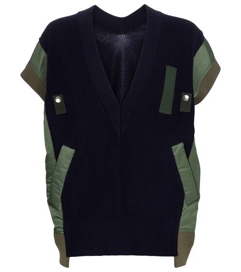 Paneled cotton-blend sweater vest | Sacai