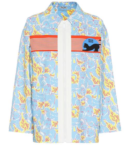 Printed stretch denim jacket | Miu Miu