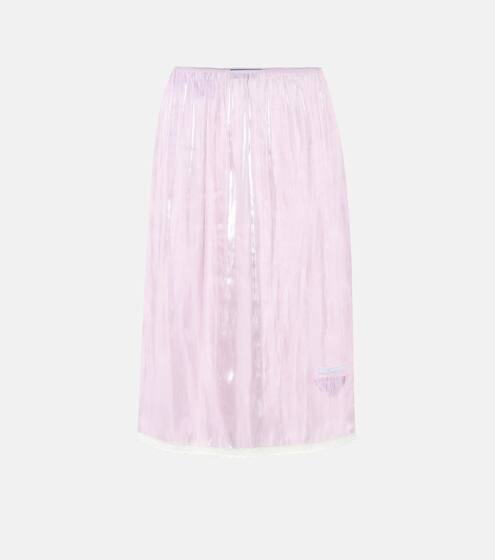 Lace-trimmed silk charmeuse skirt | Prada