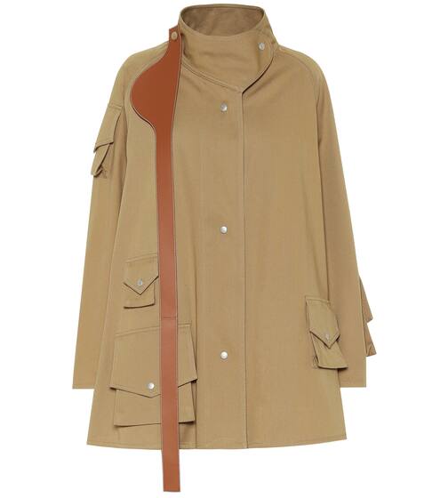 Leather-trimmed cotton coat | Loewe