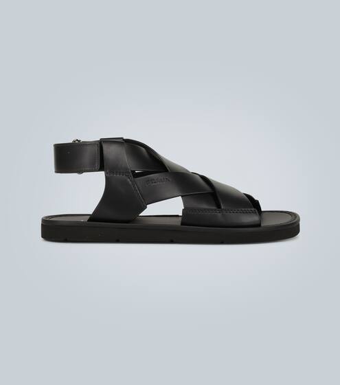 Woven leather sandals | Prada