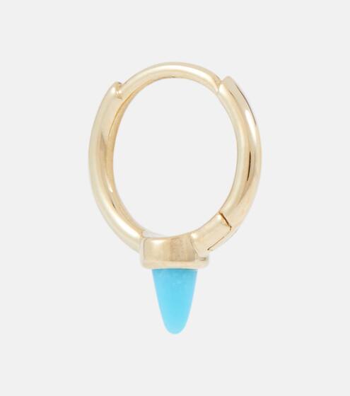 Einzelne Creole aus 14kt Gelbgold mit Türkis | Maria Tash