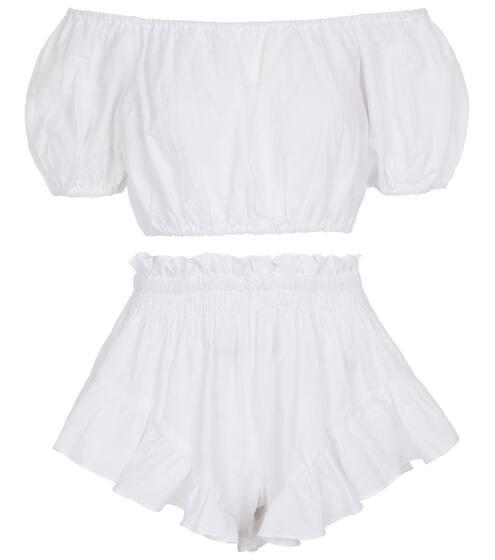 Exclusive to Mytheresa – Linen crop top and shorts set | Caroline Constas