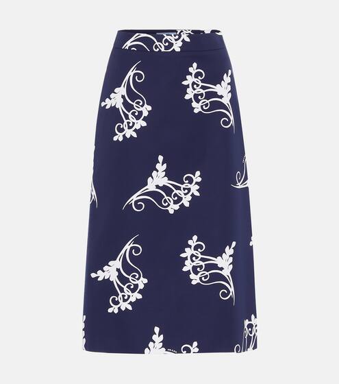 Printed high-rise cotton midi skirt | Prada