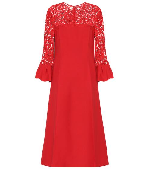 Lace-trimmed wool and silk dress | Valentino