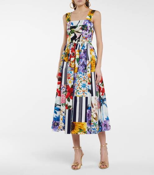 Floral cotton poplin midi dress | Dolce & Gabbana