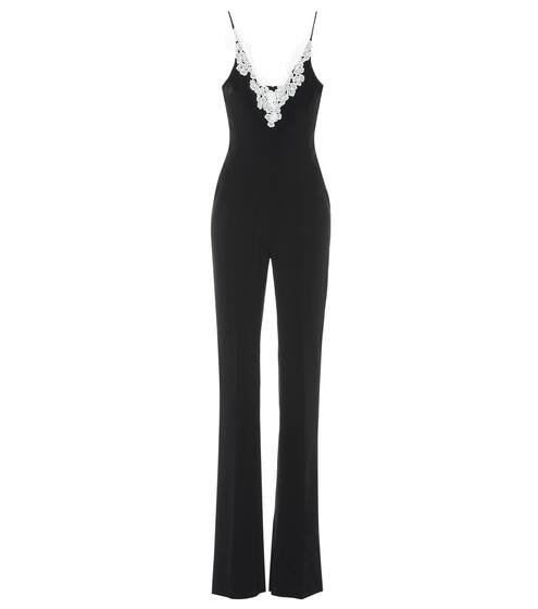 Lace-trimmed crêpe jumpsuit | David Koma