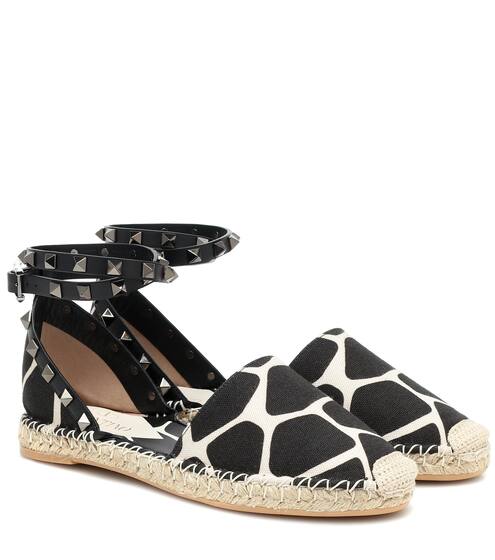 Valentino Garavani Rockstud animal-print canvas espadrilles | Valentino