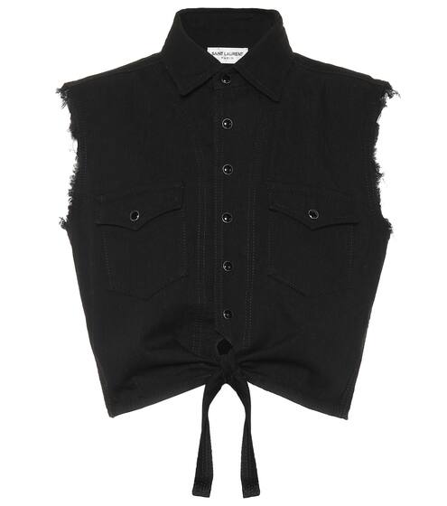 Sleeveless cropped denim top | Saint Laurent