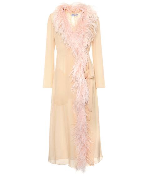 Mantel aus Seide mit Federn | Prada