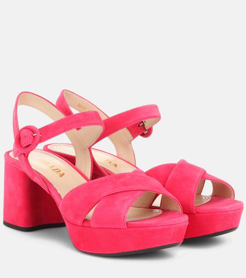 Suede platform sandals | Prada