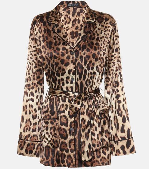 Leopard-print stretch-silk satin top | Dolce & Gabbana