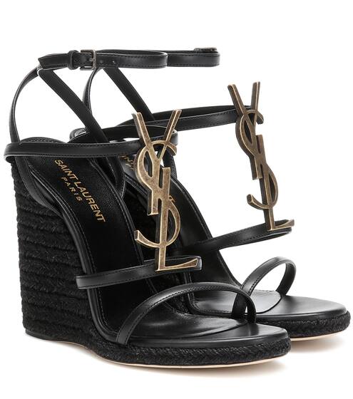 Cassandra leather wedge espadrille sandals | Saint Laurent
