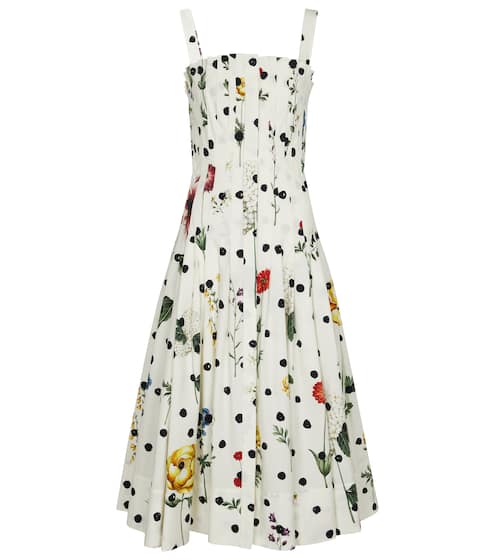 Floral pleated cotton maxi dress | Oscar de la Renta