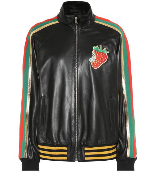 Appliquéd leather bomber jacket | Gucci