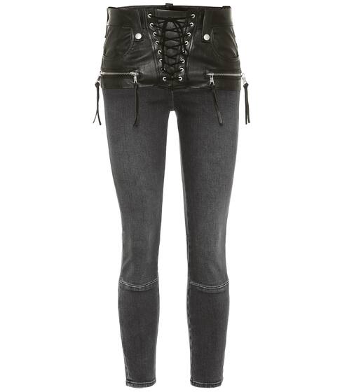 Leather-trimmed jeans | Unravel