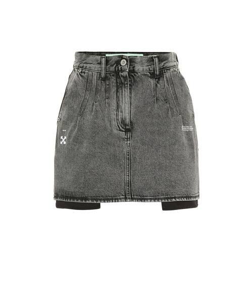 تنورة قصيرة من الدنيم بخصر عالي | Off-White